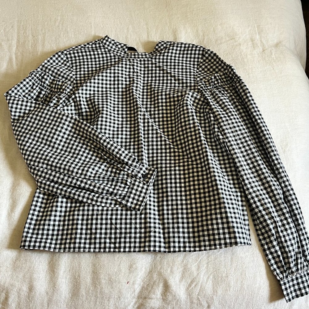 Topshop Petite | Woman's Black and White Checkered Blouse Size 4
